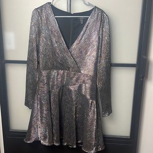 Aidan Mattox Silver Sparkle Dress Size 6